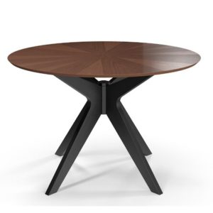 Homelegance Modern Round Walnut Black Leg Pedestal Dining Table