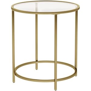 21.6'' Tall Round Glass End Table in Gold