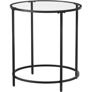 21.6'' Tall Round Glass End Table with Black Frame
